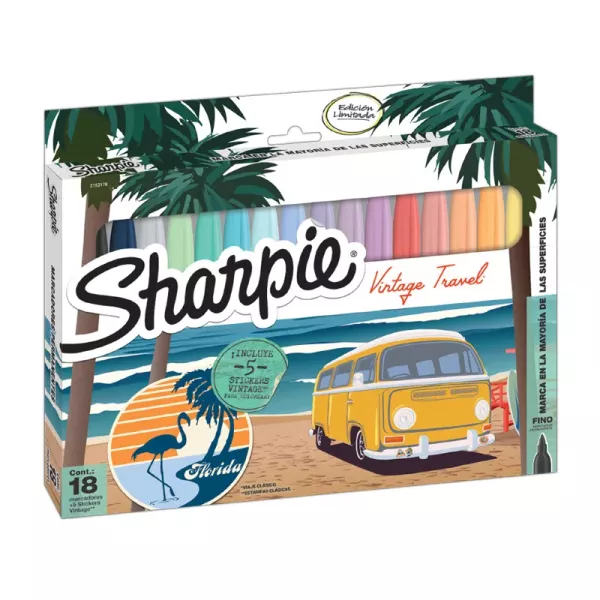 SET MARCADORES SHARPIE FINO VINTAGE X 18U