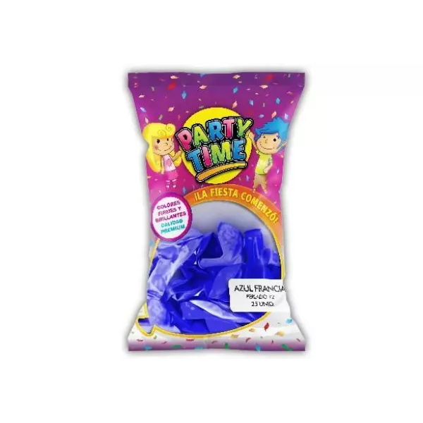 GLOBO PARTY TIME PERLADO 12 X 25U AZUL FRANCIA