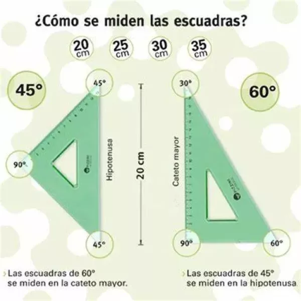 SET ESCUADRAS PIZZINI ESTUDIO 45°/60° 35CM