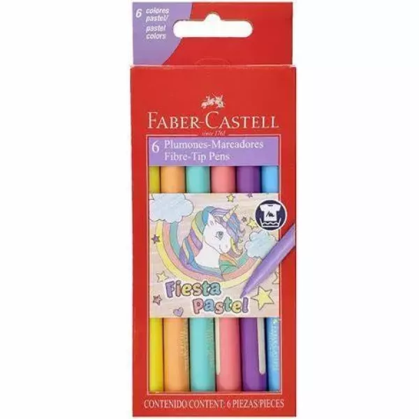 MARCADOR FIESTA PASTEL FABER CASTELL X 6U