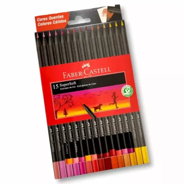 LAPIZ COLOR FABER CASTELL SUPER SOFT X 15U CALIDOS