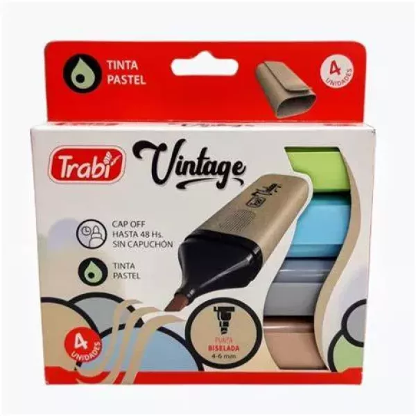 RESALTADOR TRABI VINTAGE PASTEL ESTUCHE X 4U
