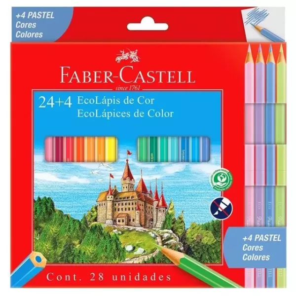 LAPIZ COLOR FABER CASTEL LARGO X 24U + 4 PASTEL