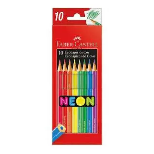 LAPIZ COLOR NEON FABER CASTELL LARGO X 10U