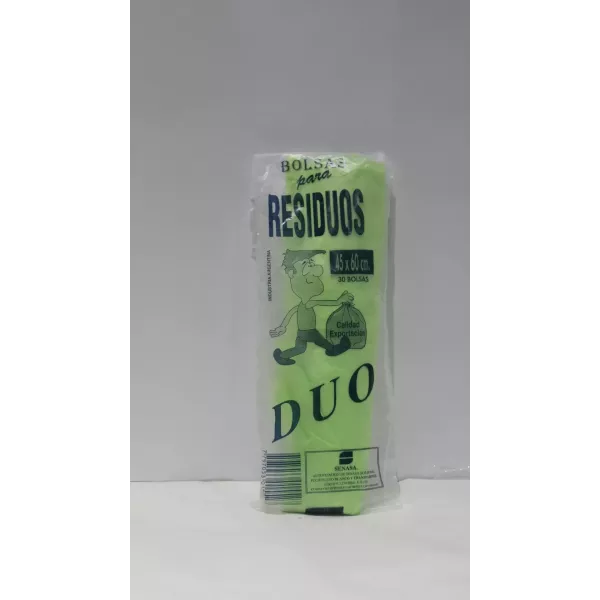 BOLSA RESIDUO DUO INPLA  A.D. 45X60 VERDE X 30U.
