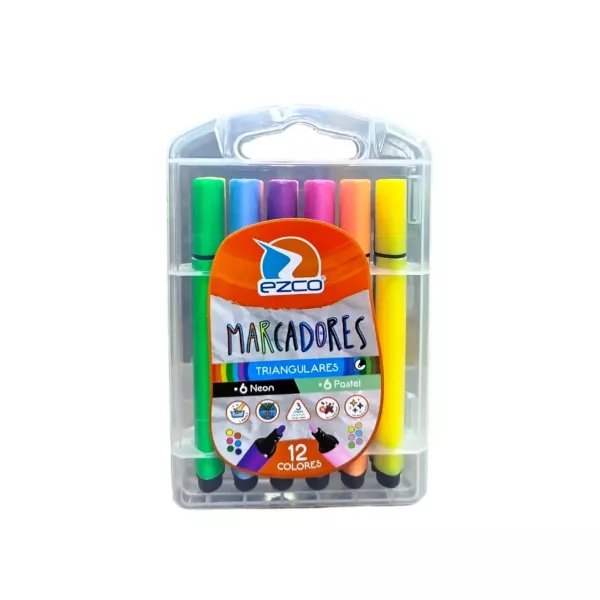 MARCADOR TRIANG. EZCO X 12U NEON/PASTEL