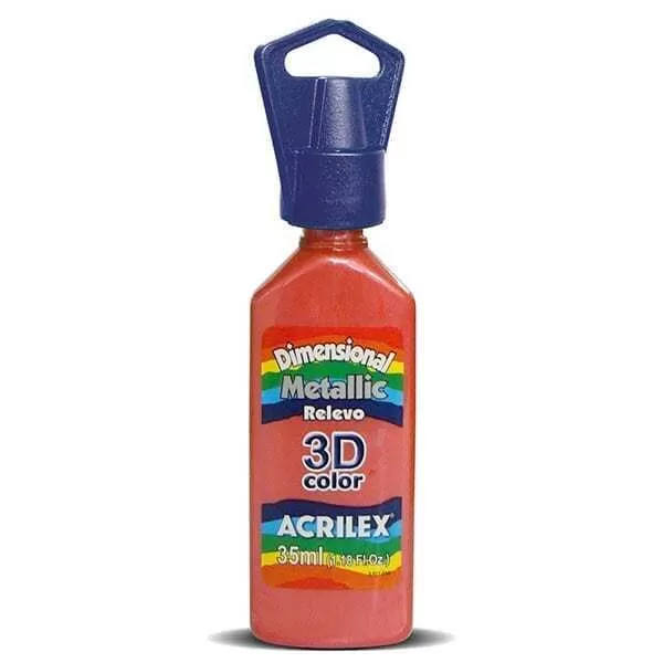 PINTURA DIM. 3D METAL ACRILEX 35ML ROJO 555