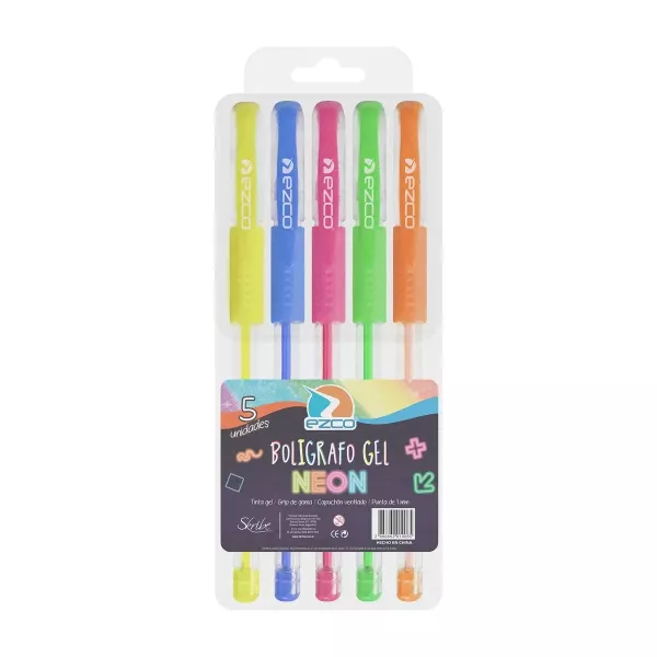 BOLIGRAFO EZCO NEON GEL 1MM X 5U