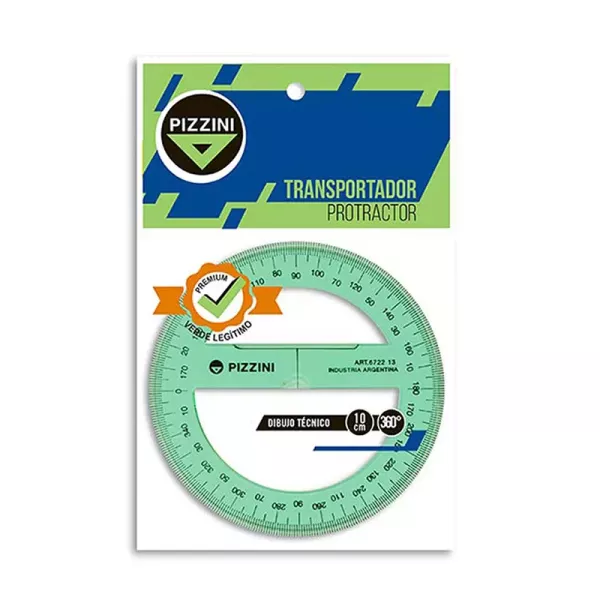 TRANSPORTADOR PIZZINI ESTUDIO 360° 10CM  VERDE