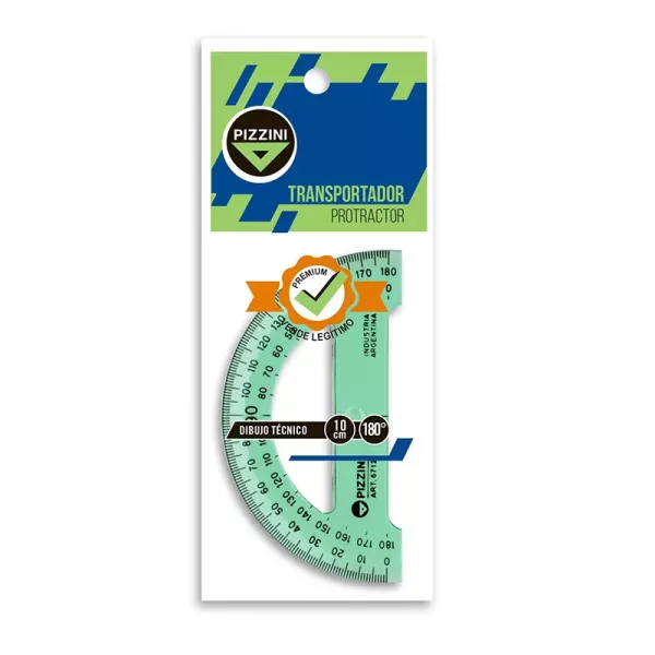 TRANSPORTADOR PIZZINI ESTUDIO 180° 10CM VERDE