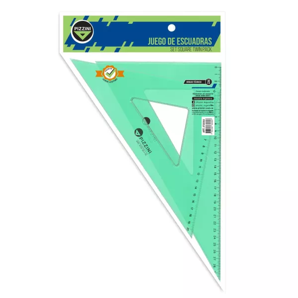 SET ESCUADRAS PIZZINI ESTUDIO 45°/60° 30CM