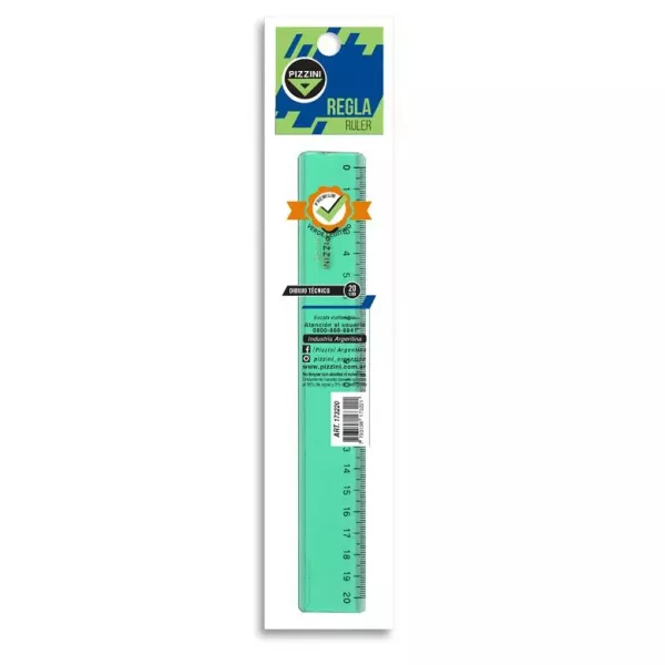 REGLA PIZZINI ESTUDIO 20CM VERDE
