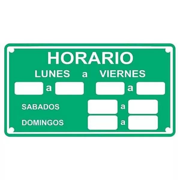 CARTEL PVC HORARIO