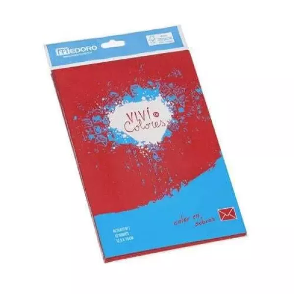 SOBRE MEDORO ROJO 125X190 X 10U