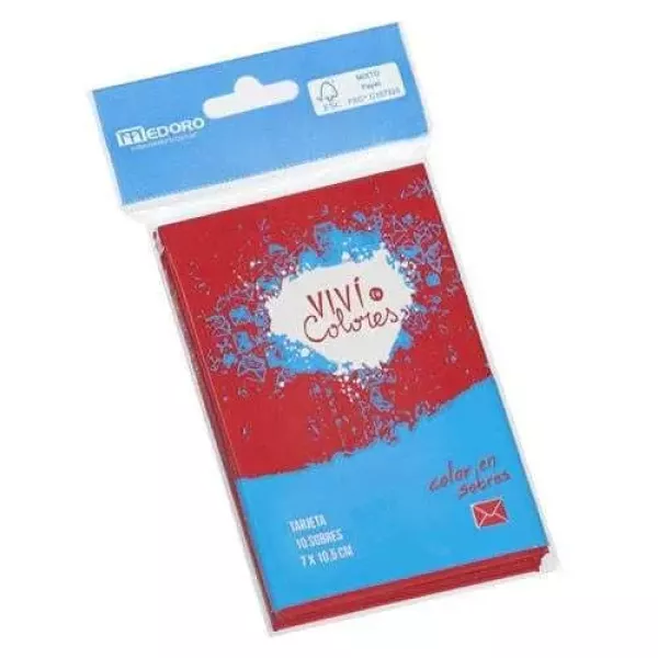 SOBRE MEDORO ROJO 70X105 X 10U