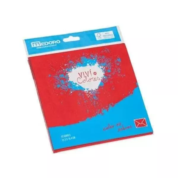 SOBRE MEDORO ROJO 153X164 X10U