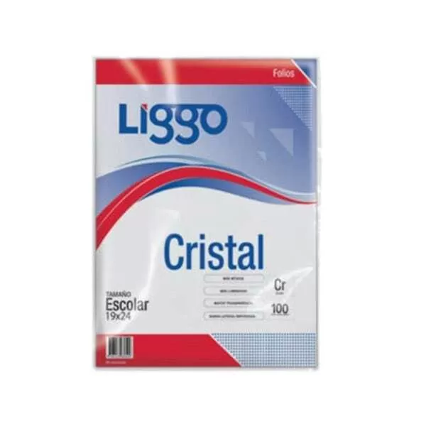 FOLIO CRISTAL ESCOLAR LIGGO X 100U (40MIC)