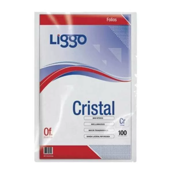 FOLIO CRISTAL OFICIO LIGGO X 100U (40MIC)