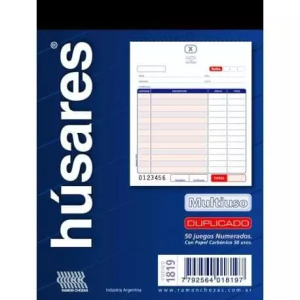 TALONARIO CHICO MULTIUSO HUSARES (1819)