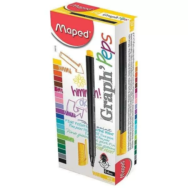 ROTULADOR FINO GRAPH PEPS 0.4MM AMARILLO