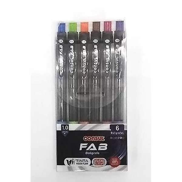 BOLIGRAFO CONSUL FAB RET. COLOR 1MM X 6U