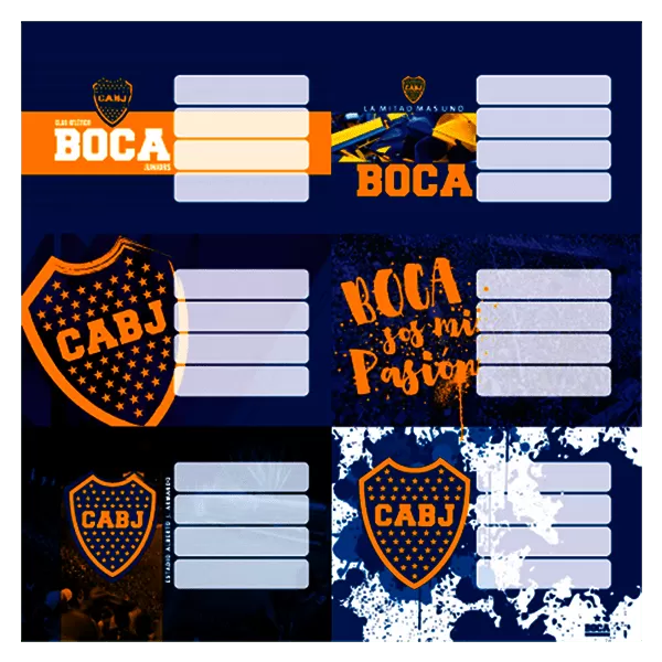 ETIQUETA ESCOLAR BOCA JR. X 12U 1301111