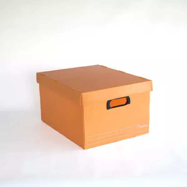 CAJA PLAST. PLANA NARANJA 455X355X255