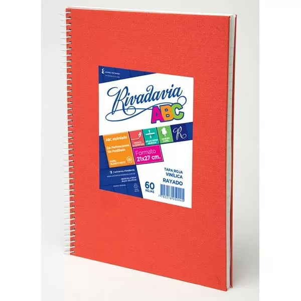 CUAD. ESP. RIVADAVIA ABC ROJO 21X27 60H RA