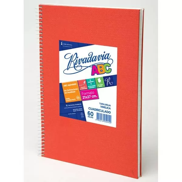 CUAD. ESP. RIVADAVIA ABC ROJO 21X27 60H CU.