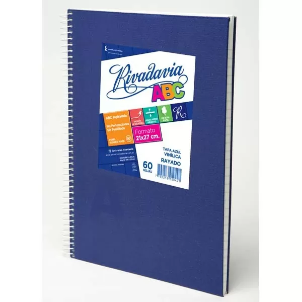 CUAD. ESP. RIVADAVIA ABC AZUL 21X27 60H RA.