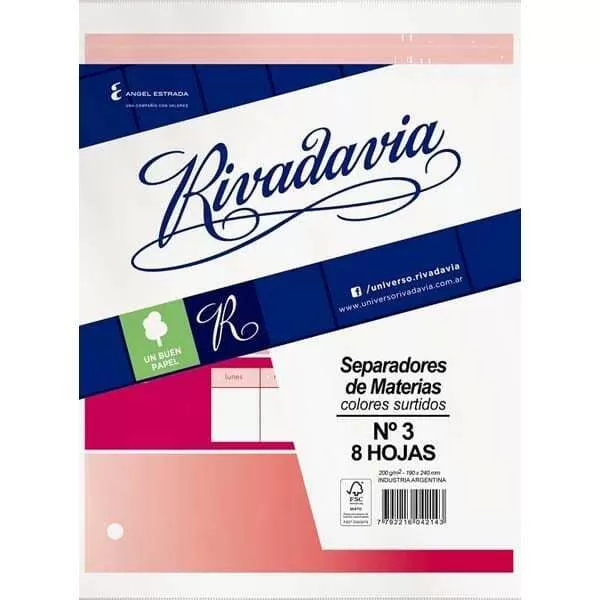 SEPARADORES MATERIA RIVADAVIA N°3 X 8U