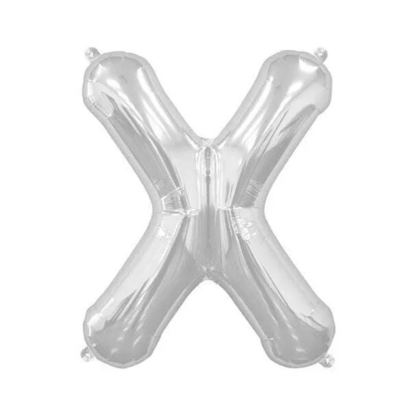 GLOBO LETRA X PLATA METAL 14