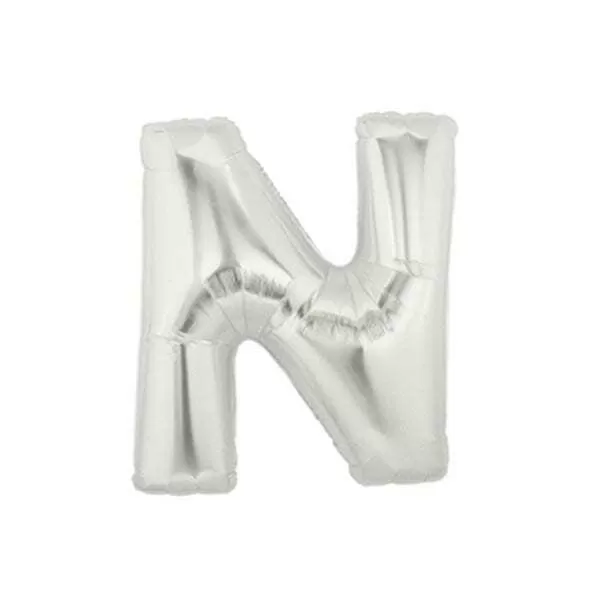 GLOBO LETRA N PLATA METAL 14