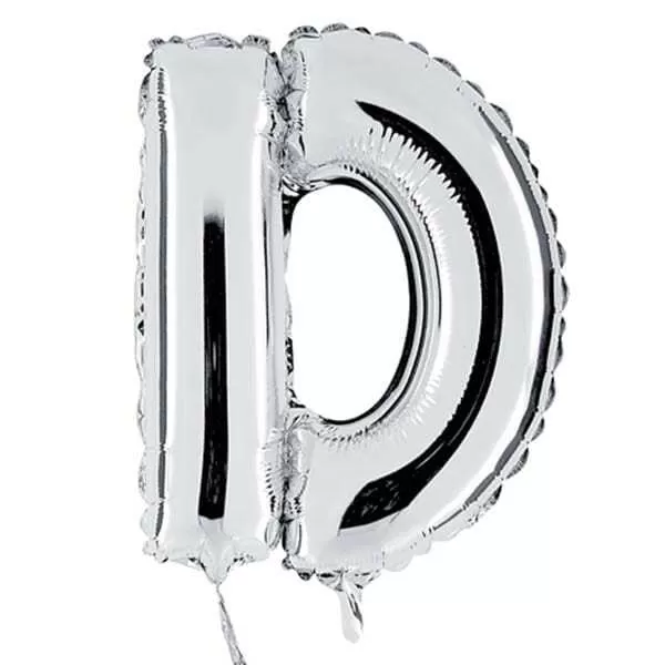 GLOBO LETRA D PLATA METAL 34