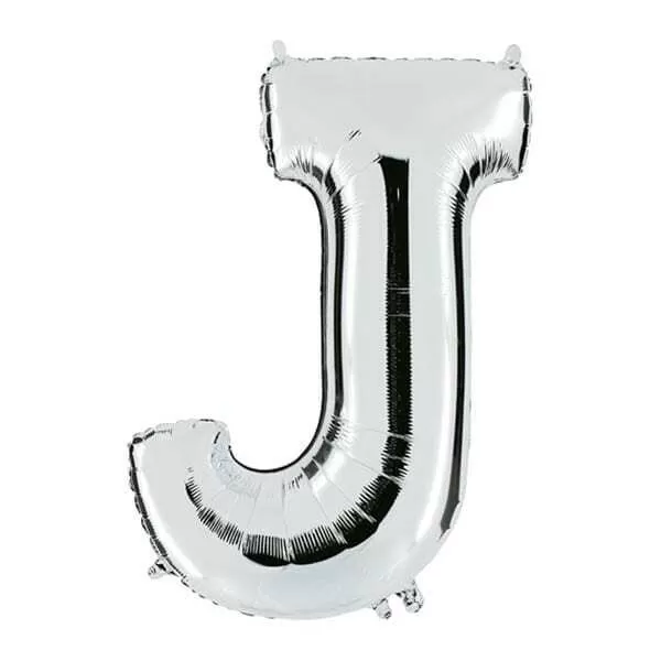 GLOBO LETRA J PLATA METAL 34
