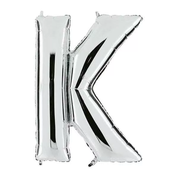 GLOBO LETRA K PLATA METAL 34
