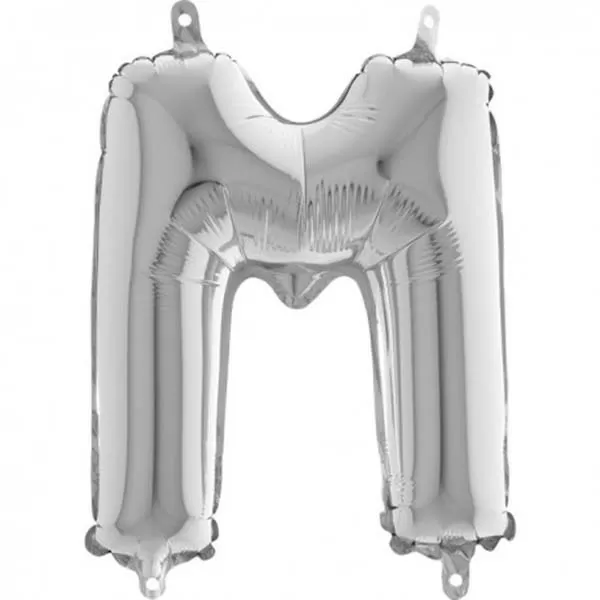 GLOBO LETRA M PLATA METAL 34