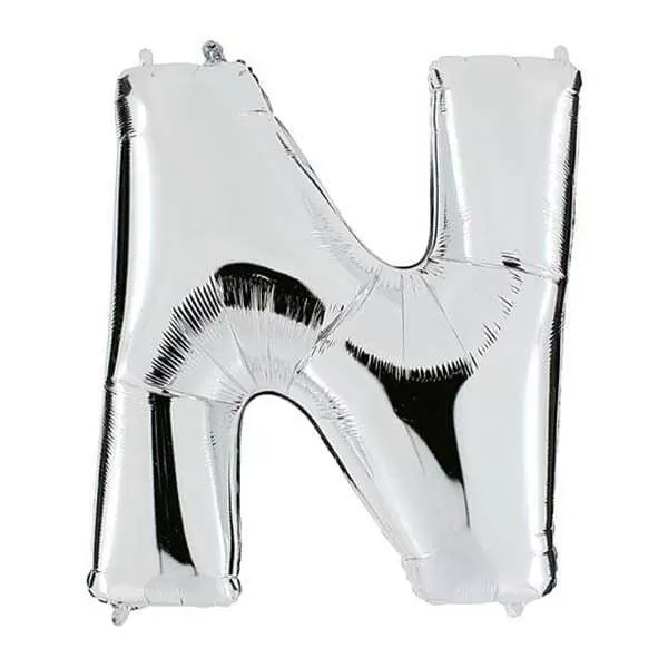GLOBO LETRA N PLATA METAL 34