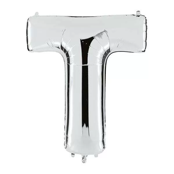GLOBO LETRA T PLATA METAL 34