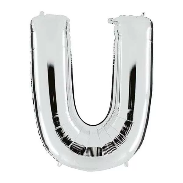 GLOBO LETRA U PLATA METAL 34