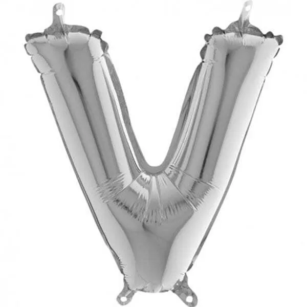 GLOBO LETRA V PLATA METAL 34