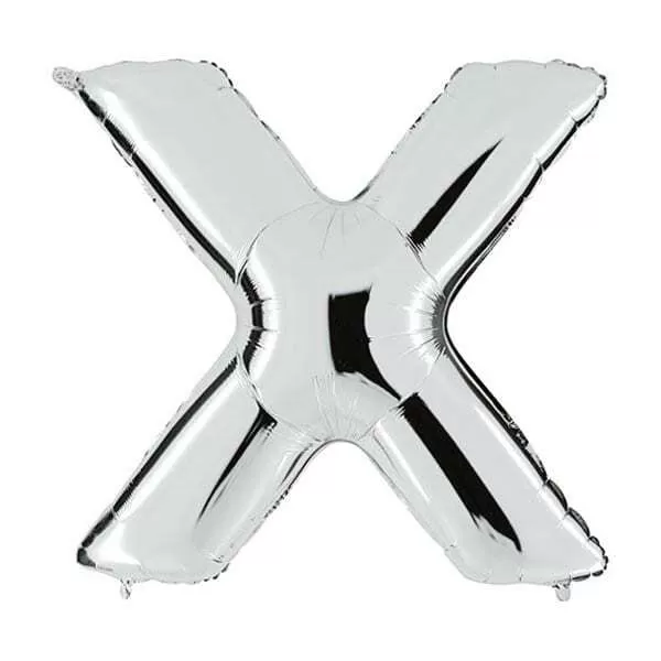 GLOBO LETRA X PLATA METAL 34