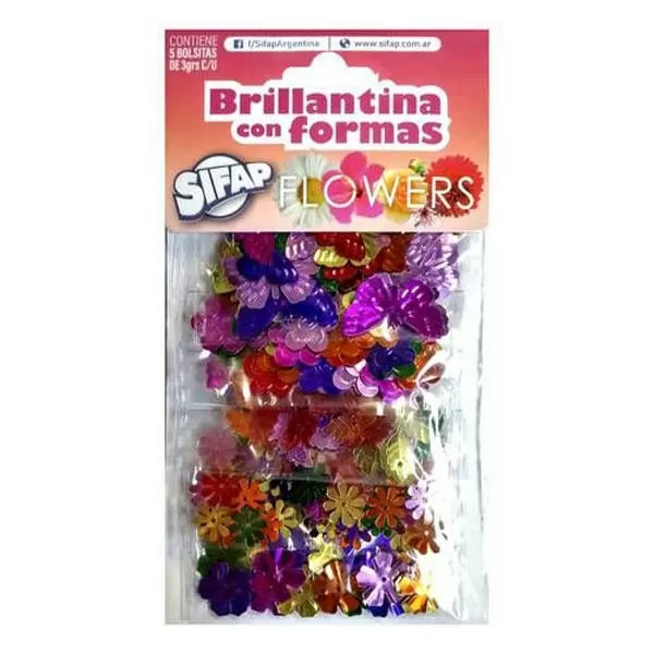 BRILLANTINA SIFAP FORMAS FLOWERS X 5 SOBRES