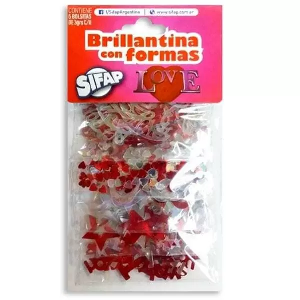 BRILLANTINA SIFAP FORMAS LOVE X 5 SOBRES