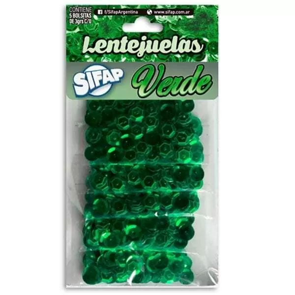 LENTEJUELAS SIFAP 8 MM X 15 GR VERDE