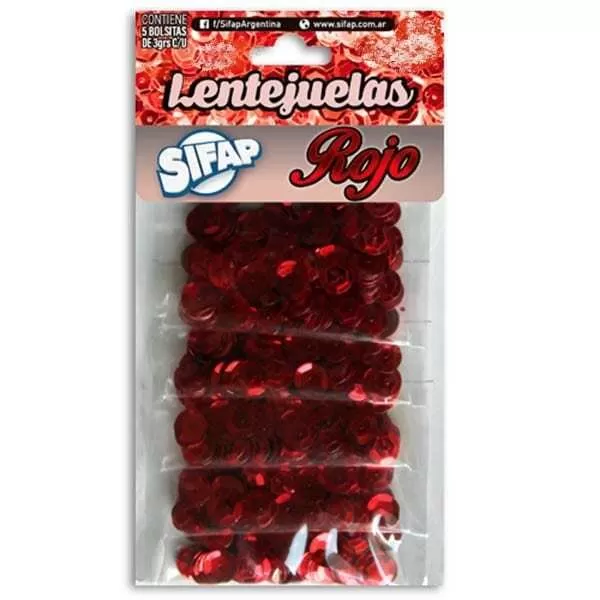 LENTEJUELAS SIFAP 8 MM X 15 GR ROJO