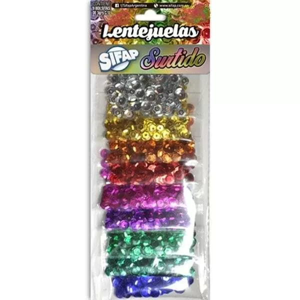 LENTEJUELAS SIFAP 8 MM X 27 GR COLORES SURTIDOS