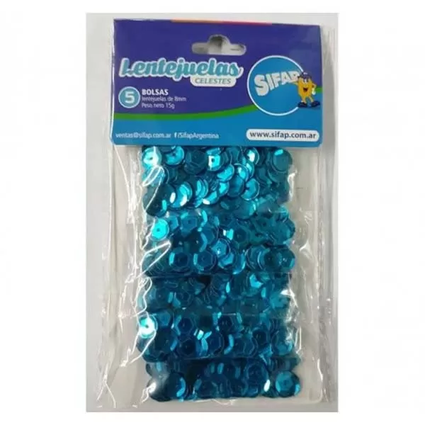 LENTEJUELAS SIFAP 8MM X 15GR CELESTE
