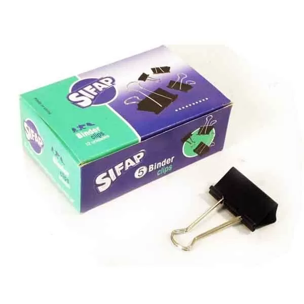 BROCHE BINDER CLIPS NEGROS SIFAP N°5 X 12U