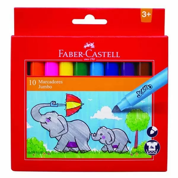 MARCADOR JUMBO FABER CASTELL X 10U.